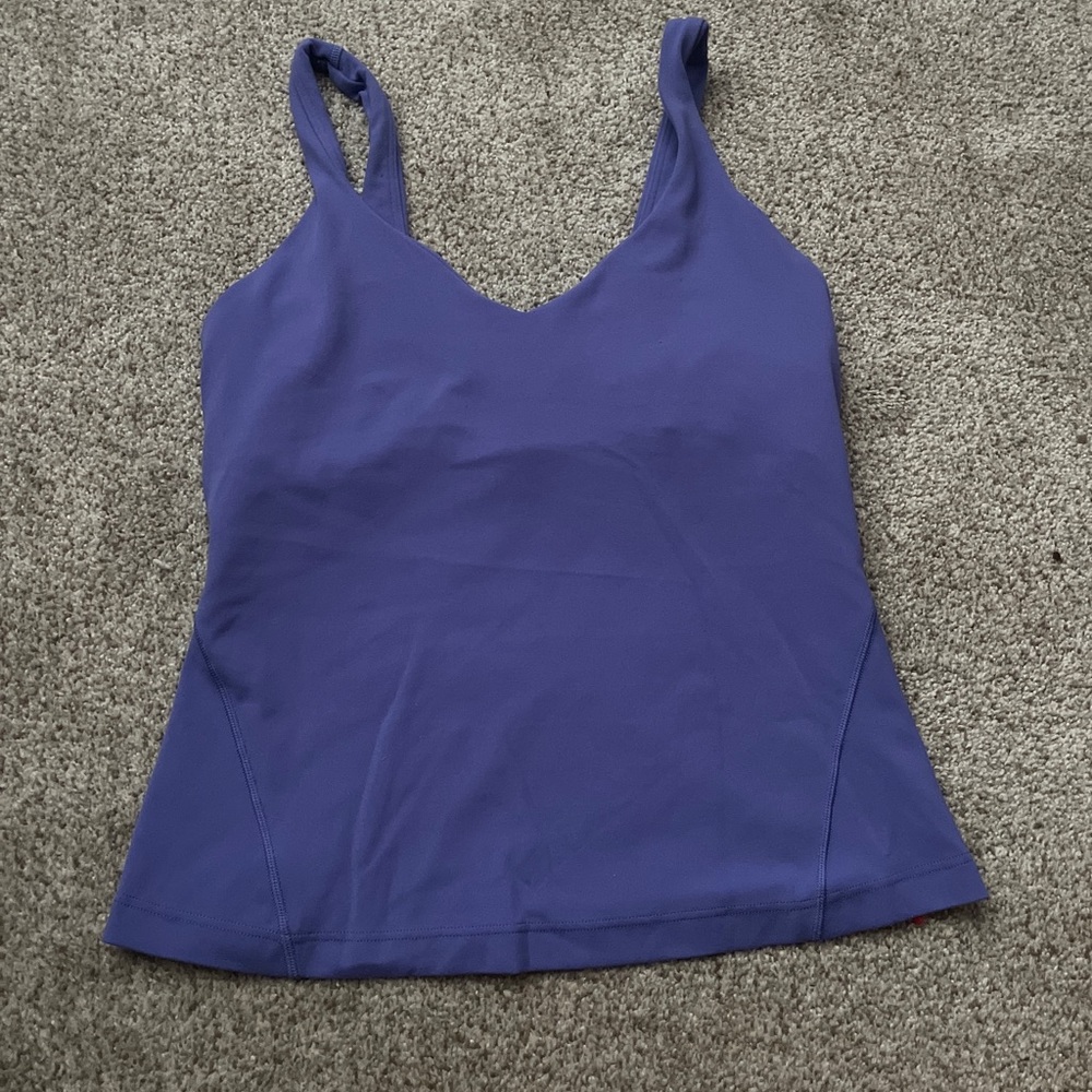 LULU LEMON purple waist length align tank top w/ built in bra -size: 4